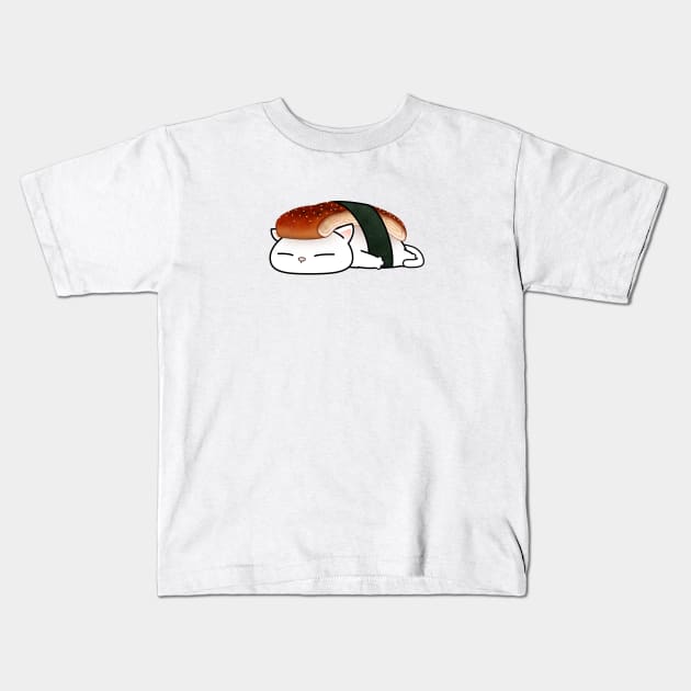 Chubby Cat Unagi Sushi Kids T-Shirt by Takeda_Art